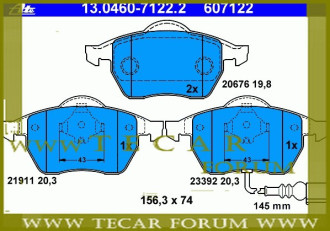 Колодки гальмівні, комплект VAG 1J0698151M