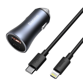 Зарядний пристрій для телефонів/планшетів від прикурювача Baseus Зарядний пристрій від прикурювача 1USB + 1 USB Type-C PD TZCCJDB0G