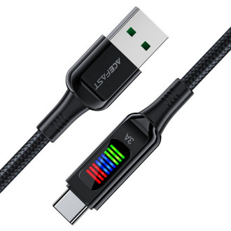 Кабель ACEFAST C7-04 USB to Type-C 3A, 1.2m, nylon, zinc connectors, LED, Black