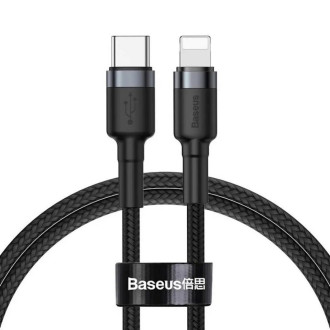 Кабель Baseus Cafule Cable Type-C to iP PD 18W 1m Gray+Black