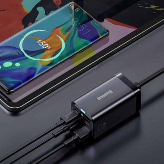 Мережевий зарядний пристрій Baseus GaN3 Pro Desktop Fast Charger 2C+2U 65W (Cable Type-C to Type-C 100W(20V/5A) 1m) Black