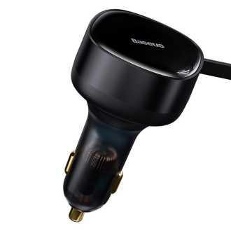 Автомобільний зарядний пристрій Baseus Enjoyment Retractable 2-in-1 Car Charger C+L 30W Black