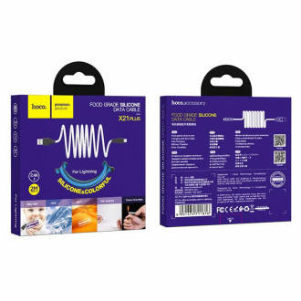 Кабель для заряджання телефонів/планшетів Hoco Кабель HOCO X21 Plus USB to iP 2.4A, 2m, silicone, silicone connectors, Black+White 6931474713780