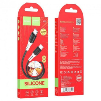 Кабель для заряджання телефонів/планшетів Hoco Кабель HOCO X82 Type-C to Type-C 60W, 1m, silicone, silicone connectors, Black 6931474768599