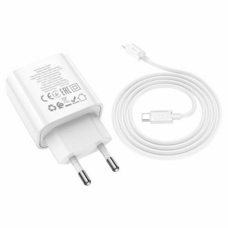 Мережевий зарядний пристрій HOCO C80A Plus Rapido PD20W+QC3.0 charger set(C to iP) White