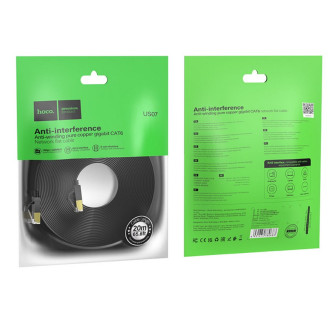 Кабель для заряджання телефонів/планшетів Hoco Кабель HOCO US07 General pure copper flat network cable(L=20M) Black 6931474780720