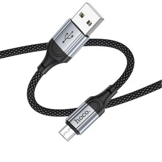 Кабель HOCO X102 USB to Micro 2.4A, 1m, nylon, aluminum connectors, Black