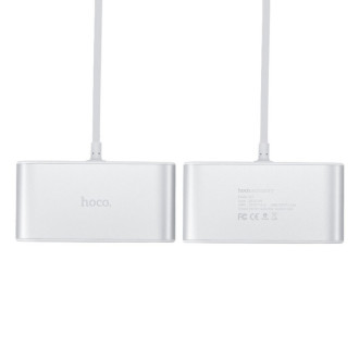 Зарядний пристрій для телефонів/планшетів від прикурювача Hoco Автомобільний зарядний пристрій HOCO Z13 LCD one-pull-three car charger Silver 6957531050896