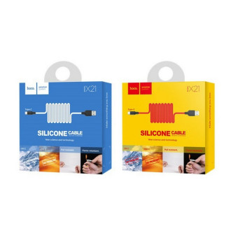 Кабель для заряджання телефонів/планшетів Hoco Кабель HOCO X21 USB to Type-C 2A, 1m, silicone, TPE connectors,  Black+Red 6957531071419