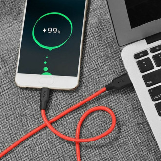 Кабель HOCO X21 USB to Type-C 2A, 1m, silicone, TPE connectors,  Black+Red