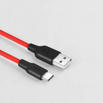 Кабель HOCO X21 USB to Type-C 2A, 1m, silicone, TPE connectors,  Black+Red