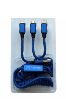 Кабель зарядний 3в1 колір синій  з логотипом «mazda», Mazda