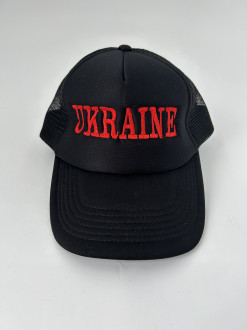 Кепка (бейс) з логотипом UKRAINE літо чорна PS-TRUCK