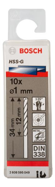 BOSCH Свердло по металу Bosch 1.0 х 12/34 мм