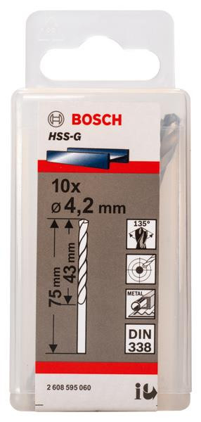 BOSCH Свердло по металу ц/х 4.2 х 43/75 мм 1шт