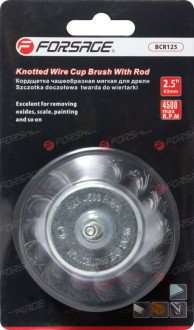 FORSAGE Кордщітка чашоподібна стальна вита для дрелі 65мм, в блістері F-BCR125