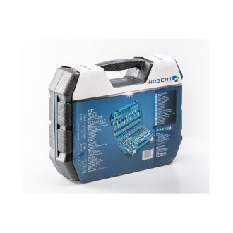 Набір торцевих голівок та аксесуарів 1/2", 1/4" в пластиковому кейсі HOEGERT 112 (HT1R432)