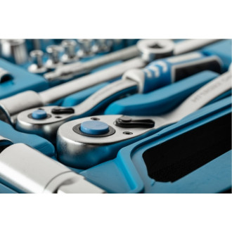 Набір торцевих голівок та аксесуарів 1/2", 1/4" в пластиковому кейсі HOEGERT 112 (HT1R432)