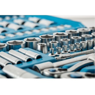 Набір торцевих голівок та аксесуарів 1/2", 1/4" в пластиковому кейсі HOEGERT 112 (HT1R432)