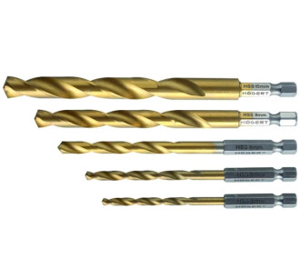 HOEGERT Набір свердл по металу 5 шт. HEX - хвостовик HOEGERT 4.5.6.8.10 (HT6D180)