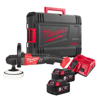 Машина полірувальна кутова акумуляторна MILWAUKEE M18 FAP180-502X, Ø диска 180мм, (+заряд.пристрій, 2 акум.Х 5Аг, HDкейс)