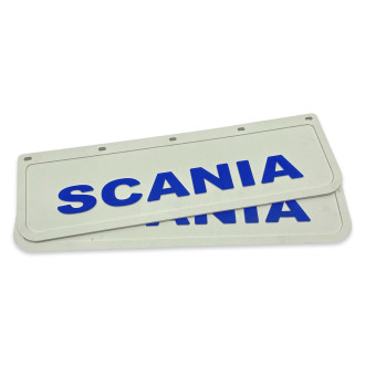 Бризковик на крило з синім написом "SCANIA" Білий (600X180)  GURBUZ PLASTIK