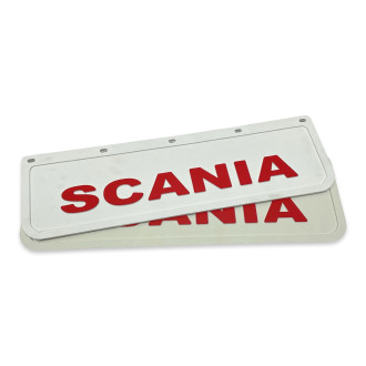 Бризковик на крило з червоним написом "SCANIA" Білий (600X180)  GURBUZ PLASTIK