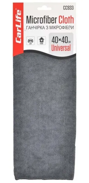 Ганчірка з мікрофібри сіра, 40х40 см  CARLIFE CC933